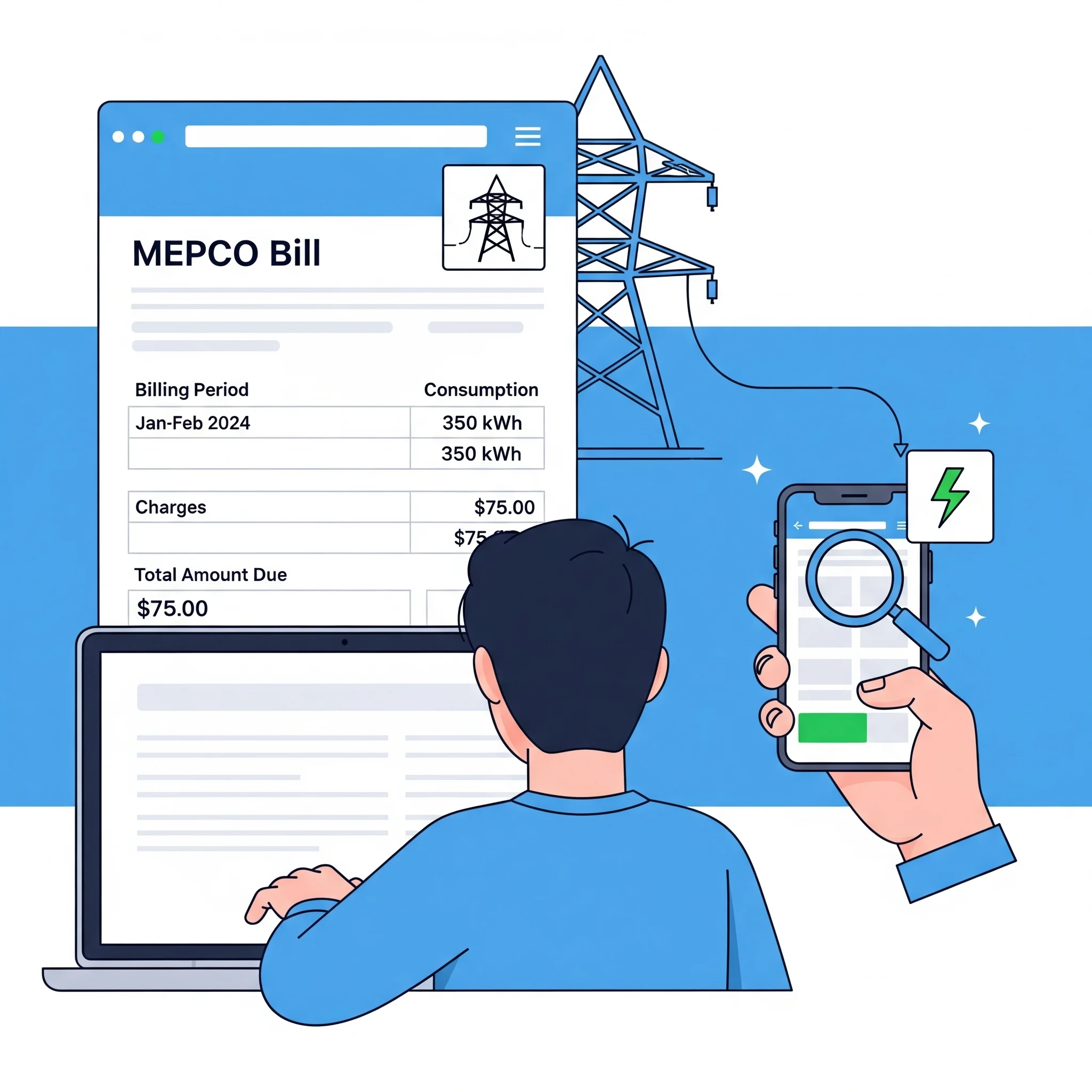 how to check mepco bill without reference number