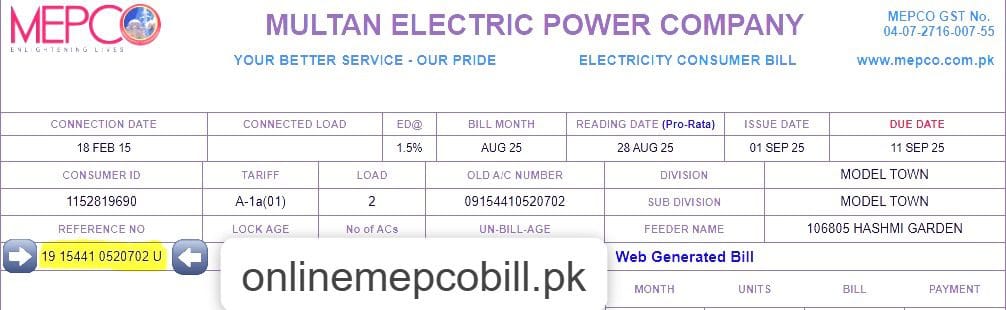 mepco online bill check reference number